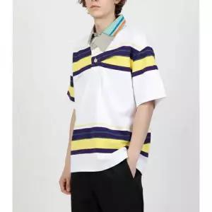 컬러 23SCM-T03203 - A Tops (애시메트리 스트라이프 반팔 폴로 티셔츠)