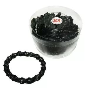 [(주)대통유통]꽈배기 반짝검정고무줄 30P 코사지통 머리끈 헤어밴드 (11536306