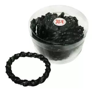 [(주)대통유통]꽈배기 반짝검정고무줄 30P 코사지 헤어밴드 (30490734A)