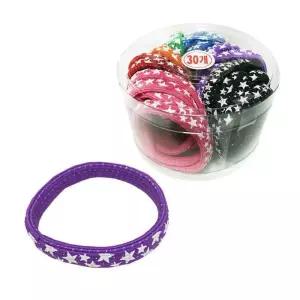 [(주)대통유통]스타 컬러 납작고무줄 30P 코사지통 머리끈 헤어밴드 (11536296A)