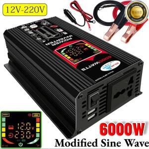 6000W 자동차 인버터 듀얼 USB 지능형 전원 DC 12V AC 110V 220V 차량 스마트 LCD 디스플레이 iPad 전화