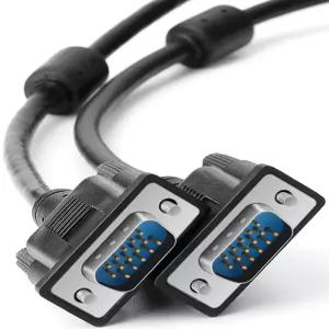 SAISN VGA 대 비디오 케이블 모니터 남성 15핀 풀 HD 1080P 고해상도 TV 컴퓨터 프로젝터용 블랙 코드