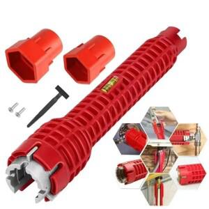 싱크대 수도꼭지 렌치 배관 수리 도구, 미끄럼 방지 핸들, 더블 헤드 욕실 온수기 스패너 14 in 1