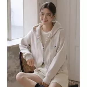 FRENCH 프렌치CHIC (후드ver.)코스에그 자수 투웨이 니트집업 후드가디건_43CA1777