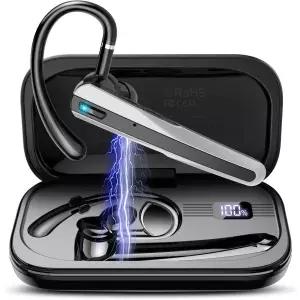 블루투스 헤드셋 V5.3, ENC 노이즈 캔슬링 마이크 탑재 무선 헤드셋, 120시간 통화 가능, 한쪽 귀용 이어폰