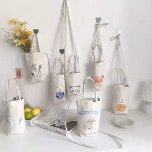 디자인 캔버스 에코 텀블러백 작은 에코백 튼튼한 여행 토트 여자 천 가방 가벼운 미니 크로스백 예쁜