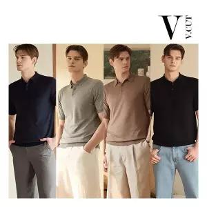 브이컷 남성 린넨 카라니트 4종