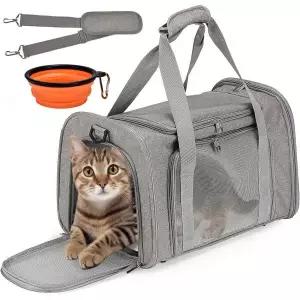 기내용 캐리어 가벼운 기내반입 여행 애완동물 운반가방 접이식 고양이 배낭 메시 창문 강아지 매트 포함