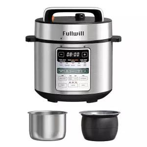 Fullwill 듀얼 포트 전기 압력솥, 12-in-1 멀티 쿠커, 6QT 스테인리스 스틸 및 4.7L(5쿼트) 세라믹 냄비,