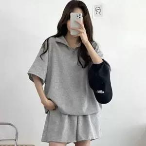 코튼 트레이닝 아노락 반바지 여름 반팔 상하의 여성 여성코튼셋업