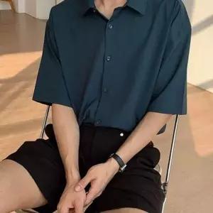 [골드스마일]오버핏 시원한 반팔 셔츠 여름 남성 오픈카라 빅사이즈