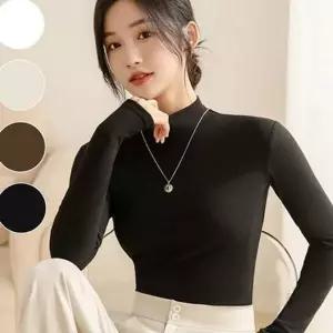 여성 레이어드 이너 목폴라 데일리 기본 기모 티셔츠