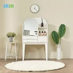 [사사가구]플립 800 서랍형 입식 화이트 화장대(거울포함)