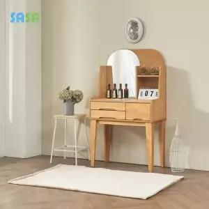 플립 800 고무나무 원목 서랍형 입식화장대(거울포함)