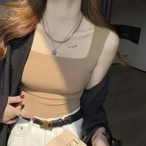 스퀘어넥 브라캡 나시티 여성용 이너웨어 브라 나시 탱크탑 끈나시