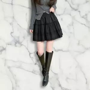 |CHK1A3C|여성용 프릴 캉캉 미니스커트 편안한 밴딩 디자인