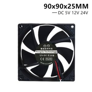 컴퓨터 케이스 냉각 선풍기 CPU 2 핀 90mm 9cm 9025 90x90x25mm DC5V 12V 24V