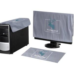 와유토 3피스 컴퓨터 먼지 커버 세트 컴퓨터 호스트 케이스 타워 프로텍터 먼지 방지 PC 모니터 키보드 커버 데스크톱 CPU 블루 24인치용