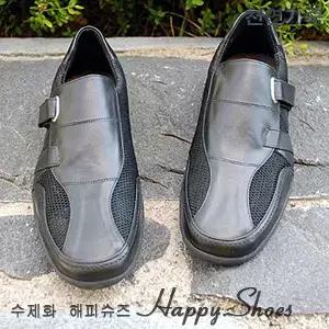 HP1606m 원밴드 측면 망사구두 시원한망사 남성스니커즈 수제화 벨크로 스니커즈 통풍구두 키높이굽 2.5cm