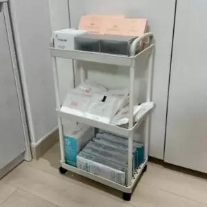 [JED] 선반 트롤리 이동식 수납함 3단 화이트