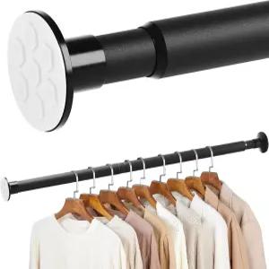 드릴링 옷장 로드 없음 27.5-39인치 옷걸이 바 폴 헤비 듀티 욕실 세탁 RV 커튼용 블랙
