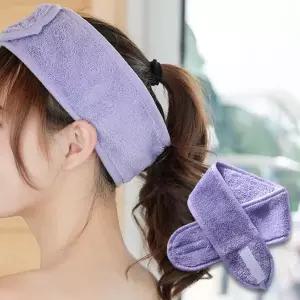세안밴드 세안 세수 찍찍이 헤어 밴드 샤워 세안 머리띠 퍼플