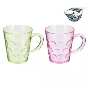 컬러 물방울 손잡이컵 소형 250ml 다채로운 노래방 주점 업소 플라스틱 튼튼