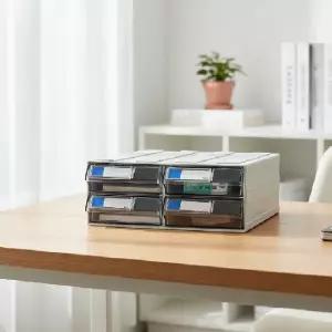 (상품선택 연결형수납함 404)조립식 연결형 수납함 404 투명 데스크 정리함 서랍형 소품함