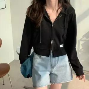 얇은 집업 크롭 여성린넨 패션 귀여운 여자 여름자켓