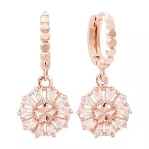 [미니아트]코즈믹 14K 금침 로즈골드 큐빅 별 드롭 원터치 링 귀걸이