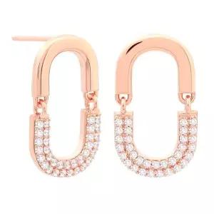 [미니아트]티아나 14K 금침 로즈골드 큐빅 클립 드롭 일자침 귀걸이