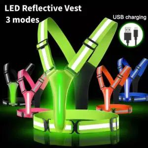 LED 러닝 조끼 반사 발광 스트랩 고가시성 라이딩 의류 탄력 밴드