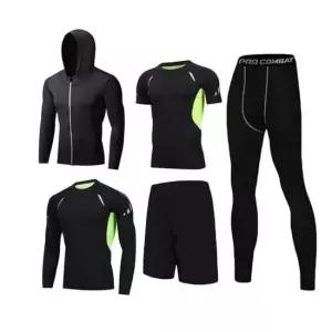 남성 5종 트레이닝 세트 형광 긴팔 반발 반바지