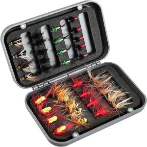 파리잡이 모음 키트 손으로 묶은 건식 습식 낚시 미끼 님프 스트리머 트라우트 배스 개복치를 위한 지형