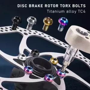 12pcs 자전거 디스크 브레이크 로터 토르크 볼트 T25 M5x10mm 티타늄 합금 MTB 로드 바이크 고정 나사