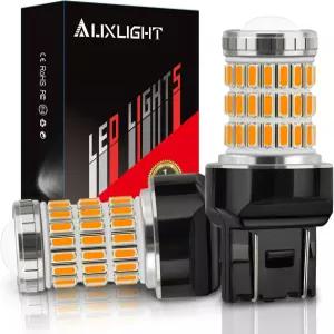 AUXLIGHT 7440 7441 7443 7444 T20 992 W21W LED 전구 앰버 옐로우 초밝은 60-SMD 교체 시 깜빡이등