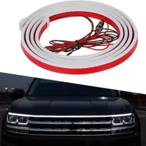 getfay 1 PC 자동차 후드 갭 LED 라이트 바 70인치 스루 스타트 스캔 쿨 장식용 스트립 숨겨진 설치 방수