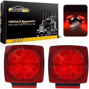 파츠삼 12V 잠수정 사각형 LED 트레일러 라이트 레드 화이트 스톱 턴 테일 라이선스 브레이크 러닝 램프