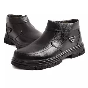 남성 가죽 방한화 신사화 정장구두 안감 퍼 방한부츠 ETf6+8QrL