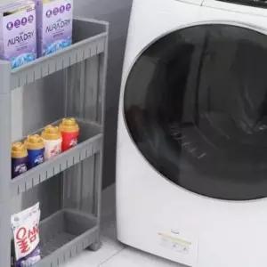 [SBD] 미용 수납트레이 이동식 세탁실 웨건 정리 선반 3단 그레이 소형