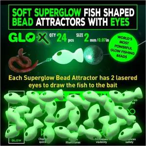 GLO-X 24pcs 낚시 눈으로 밥버스 부드러운 플라스틱 글로우 구슬 유인 빛나는 얼음 담수 및 염수