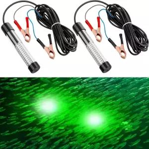 겔린 2개 12v 10w 그린 수중 낚시 조명 미끼 LED 수영 보트 바다 얼음 크레이피 오징어 샤드 새우를 위한