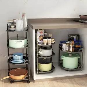 [무료배송] 코너선반 3단 프라이팬정리대 냄비정리대 싱크인선반