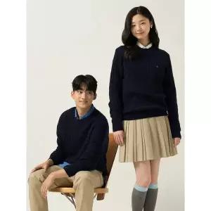 빈폴 Essential 남녀공용 케이블 라운드 니트 네이비 BC5951E05R