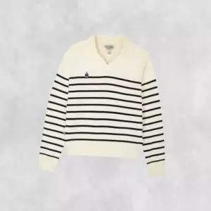 후아유 여성 Steve Open Collar Stripe Pullover WHKAG2343F 377066