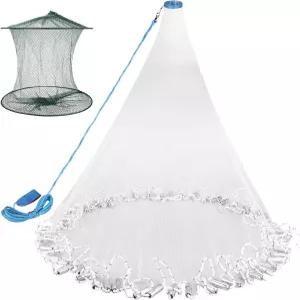 새우 우리 낚시용 뉴틴 주물망 미국 담수 소금물 3/4/5/6/7/8/9/10피트 반경 미끼 덫 물고기 헤비 듀티