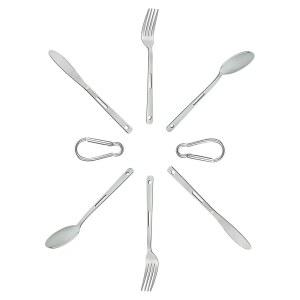 아웃도어저커 2세트 캠핑용품 및 실버웨어 초경량 4인 2인용 스푼 포크 나이프 콤보 세트 야외 요리 식사로 캠핑, 하이킹, RV 여행에 사용할 수 있습니다