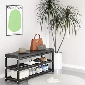 [무료배송] 철제 현관 벤치 신발장 현관 수납장 벤치형 3단 75cm