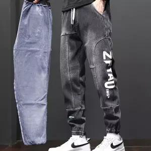 캐주얼 스판 조거팬츠 링클프리 데님팬츠 남성청바지 다크그레이 프린트 데일리 와이드핏 다올5