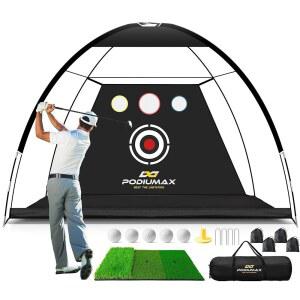 포디우맥스 골프 네트 10X7피트 연습 네트 타겟 골퍼를 실내 5개 타격 소음 남성 4개 감소 치핑 모래주머니 드라이빙 차고용 매트 뒷마당 선물 캐리백 위한